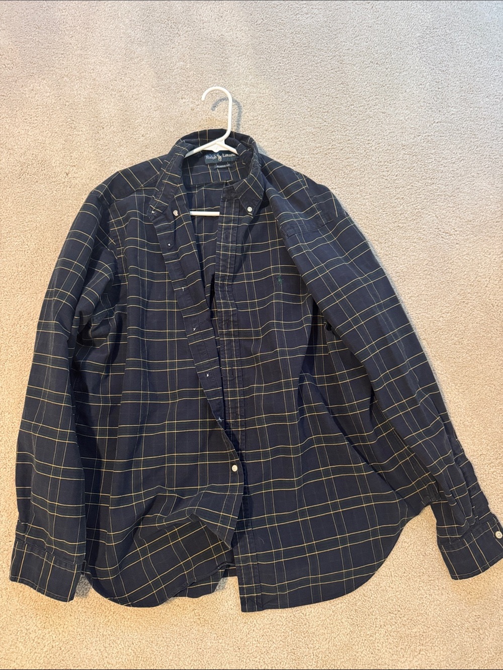 Ralph Lauren Navy Plaid Button-Down Shirt - XXL